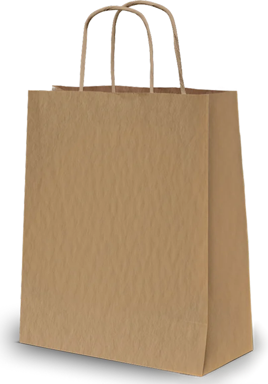 Sacola lisa de papel kraft com alça torcida