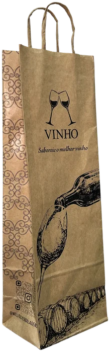 Sacola de vinho em papel kraft personalizada